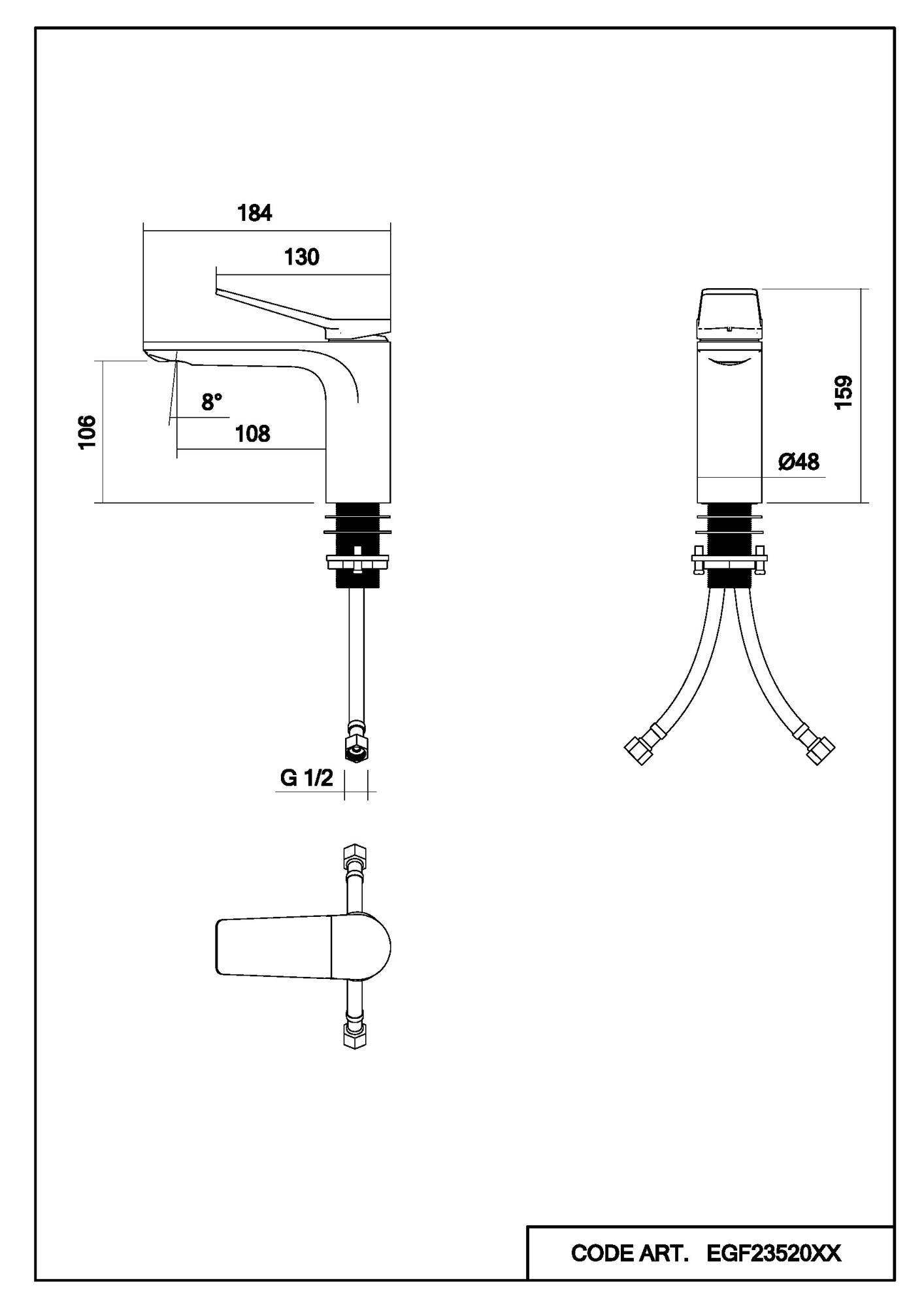 Смеситель для раковины Abelsberg Intensa EGF23520CH хром глянцевый