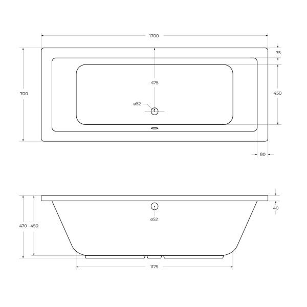 Акриловая ванна пристенная 170x70 см Cezares PLANE PLANE-170-70-45-W37 белый Акриловая ванна пристенная 170x70 см Cezares PLANE PLANE-170-70-45-W37 белый
