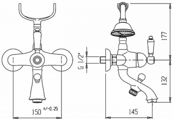 Смеситель Caprigo Adria Uno 02-011-crm для ванны с душем хром глянцевый