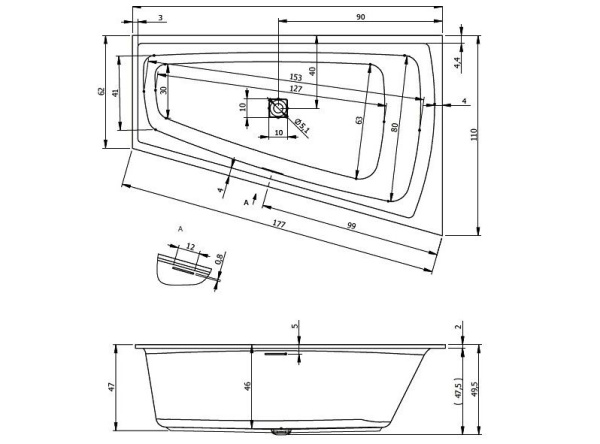 Ванна акриловая Riho Still Smart 170x110 L B102001005