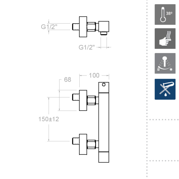Смеситель для душа Ramonsoler Kuatro 4734S термостатический хром