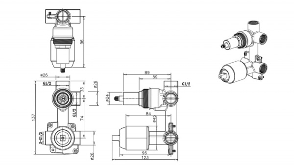 Внутреннее тело (2-функц) Bravat D982BW-B-ENG Внутреннее тело (2-функц) Bravat D982BW-B-ENG