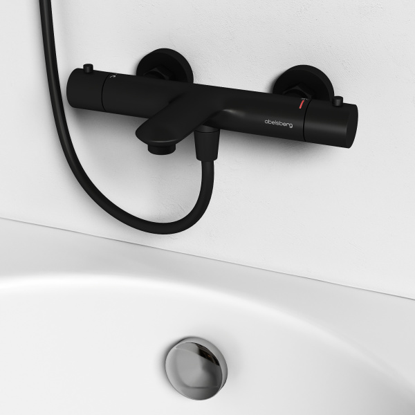 Смеситель для ванны с термостатом Abelsberg Perfecta INF61101MB вулканический черный матовый