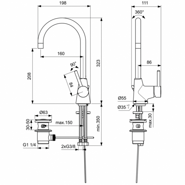 Смеситель для раковины Ideal Standard CERALINE BC195AA Смеситель для раковины Ideal Standard CERALINE BC195AA