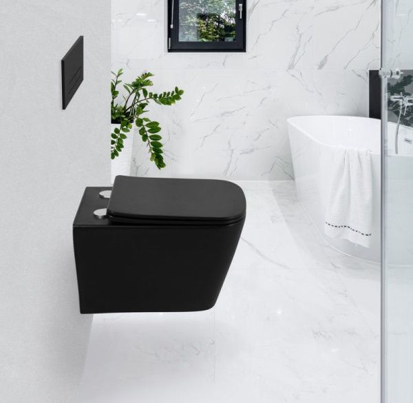 Унитаз подвесной безободковый  BelBagno ARDENTE-C BB3202CHR-MB черный матовый Унитаз подвесной безободковый  BelBagno ARDENTE-C BB3202CHR-MB черный матовый