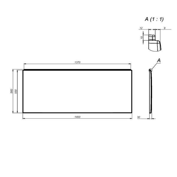 Фронтальная панель AM.PM Gem W93A-140-070W-P 140 см