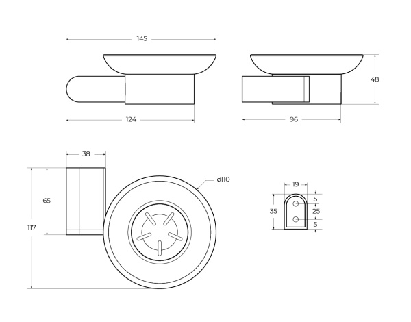 Мыльница Cezares Stylus STYLUS-SODS-NOP черный матовый