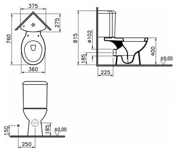 Унитаз-Компакт Vitra Arkitekt 9754B003-7200