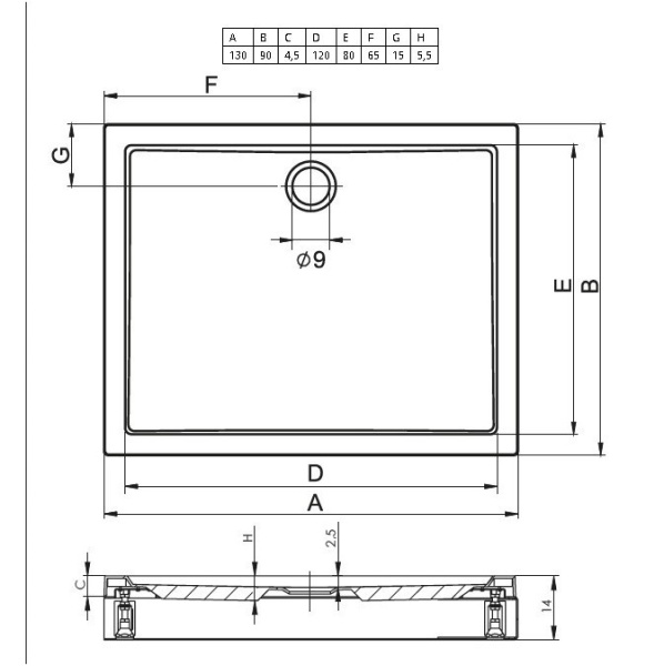 Акриловый поддон для душа Riho Davos 90x140 D002009005 белый