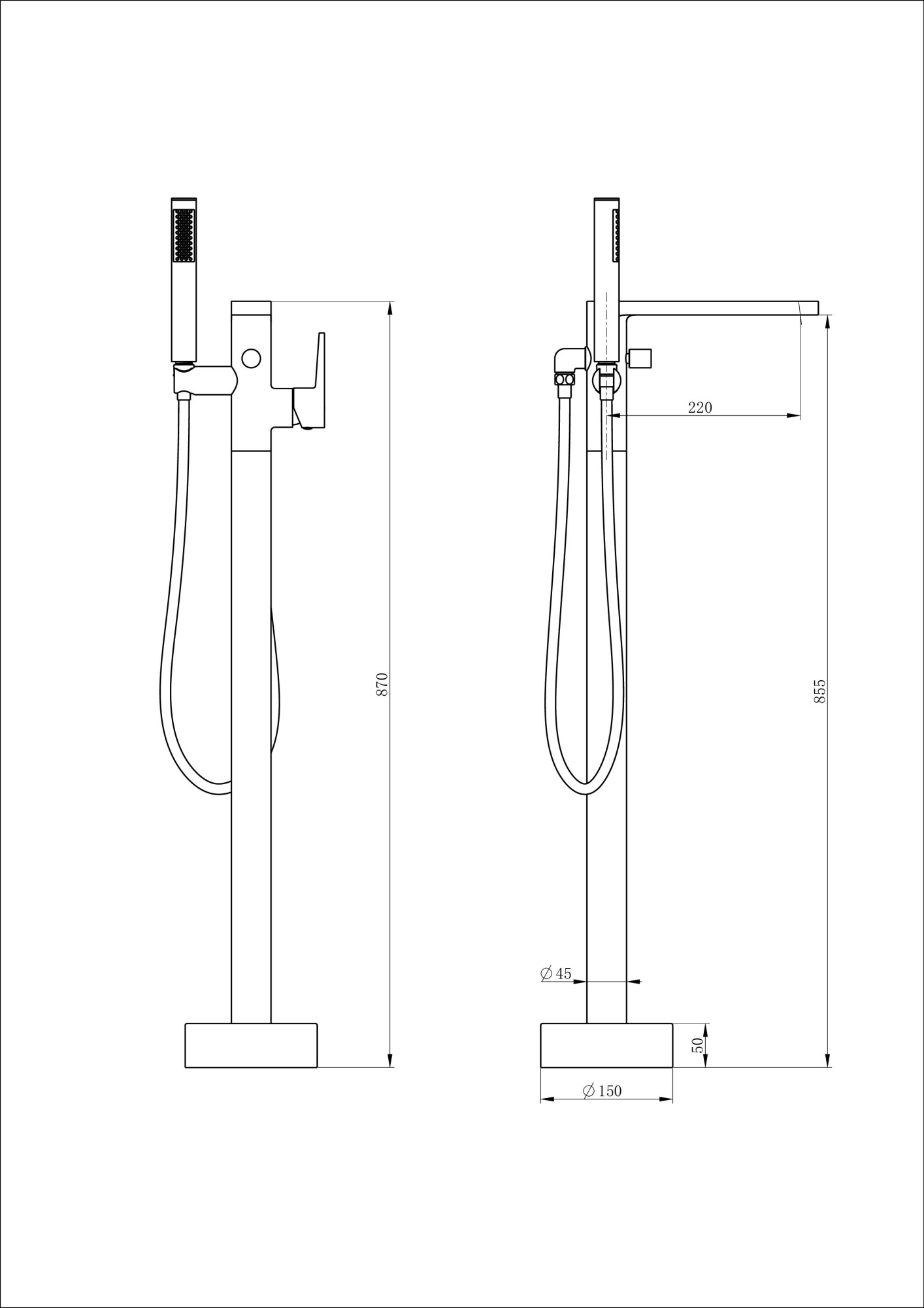 Смеситель для ванны с душем и гарнитуром Wonzon & Woghand Stick WW-88649901-CR хром глянцевый