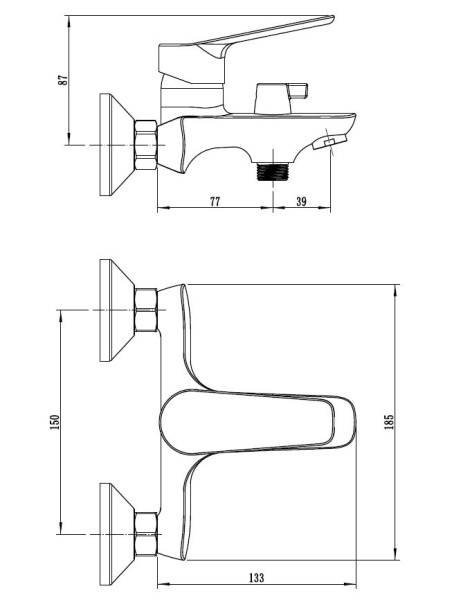 Смеситель для ванны Voda Storm STO54acs хром