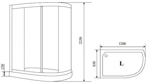 Душевая кабина 120x85 TIMO T-7702 L Душевая кабина 120x85 TIMO T-7702 L