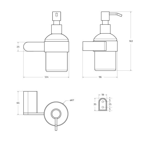Диспенсер для мыла подвесной  Cezares STYLUS STYLUS-SOIS-V-BORO золото матовое Диспенсер для мыла подвесной  Cezares STYLUS STYLUS-SOIS-V-BORO золото матовое