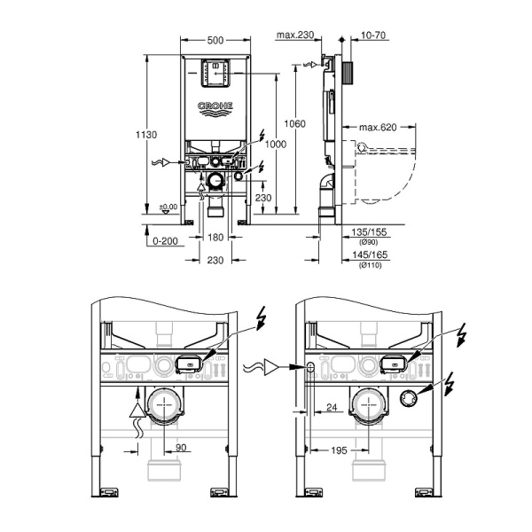 Инсталляция для унитаза без клавиши  Grohe Rapid sl 39598000 синий Инсталляция для унитаза без клавиши  Grohe Rapid sl 39598000 синий