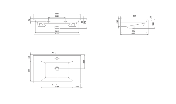 Раковина Armadi Art Capolda 85 см 876-085 встраиваемая сверху