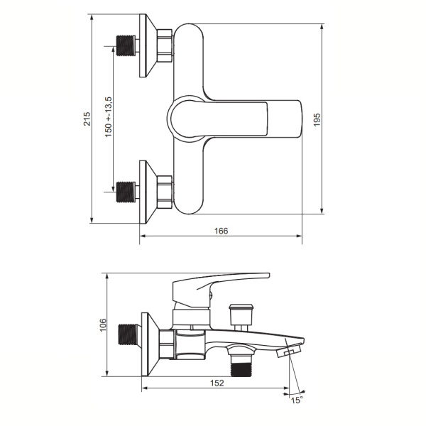 Смеситель для ванны Damixa Eclipse 2.0 481000000 хром глянцевый