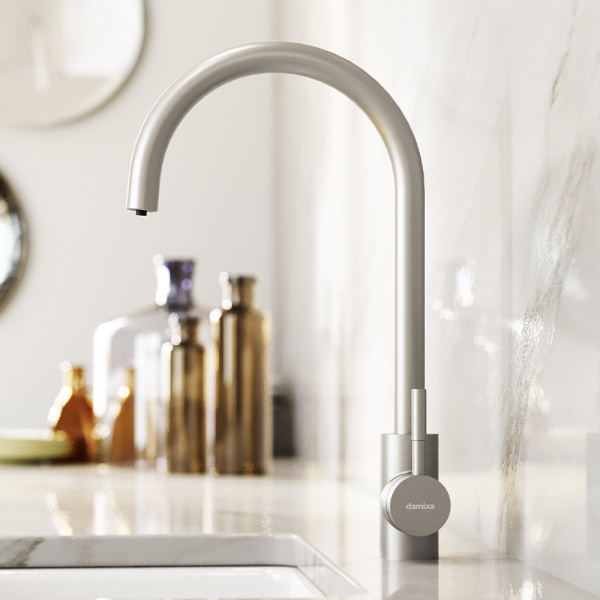 Смеситель для кухонной мойки Damixa Merkur с каналом для фильтра 400721400 никель матовый