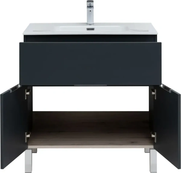 Тумба под раковину Aquanet Алвита New 80 см 00277551 напольная антрацит
