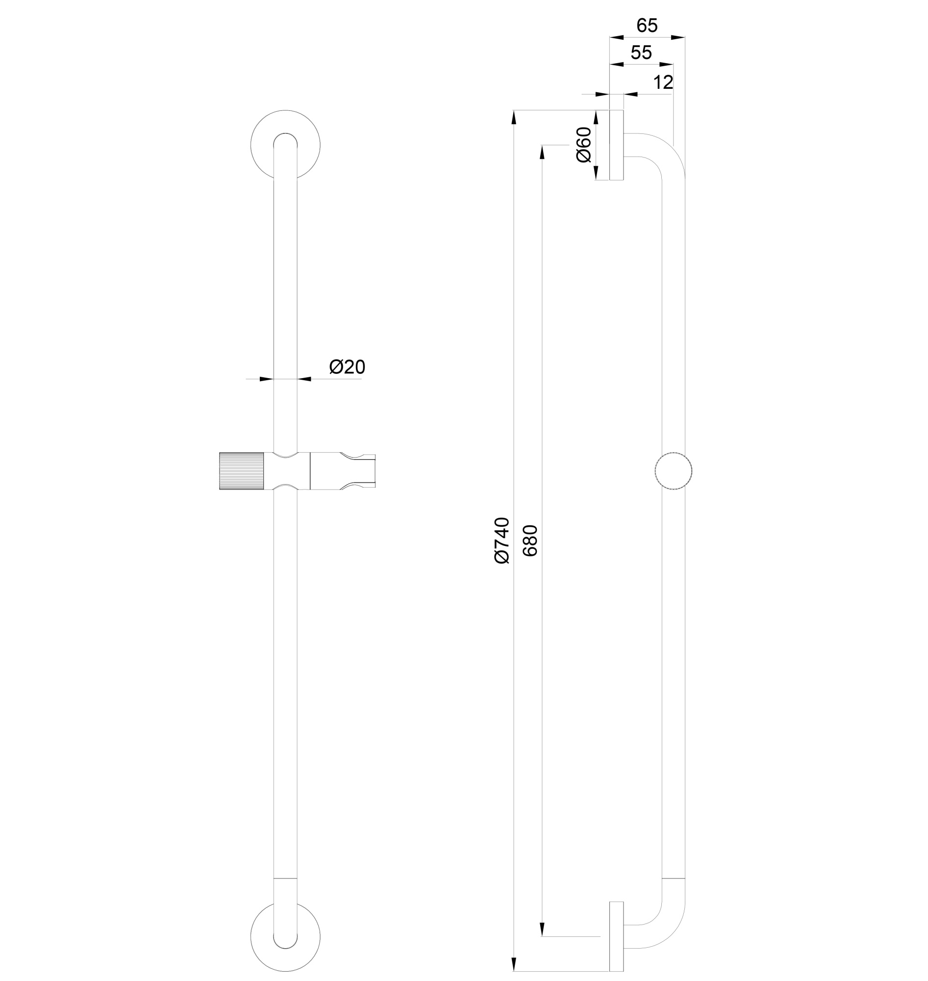 Душевая штанга Wonzon & Woghand WW-SL05-CR хром глянцевый