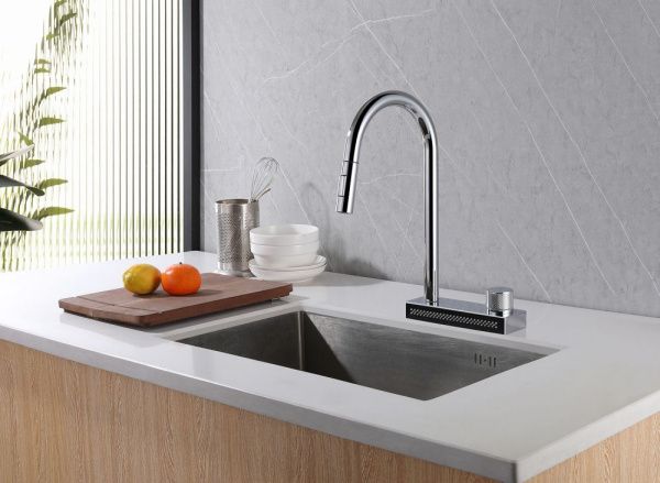 Смеситель для кухни на 2 воды с вытяжной лейкой ABBER Wasser Kreis AF8114 хром Смеситель для кухни на 2 воды с вытяжной лейкой ABBER Wasser Kreis AF8114 хром