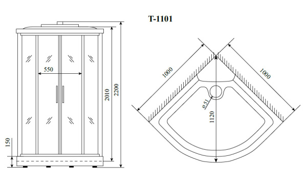 Душевая кабина Timo T-1101P