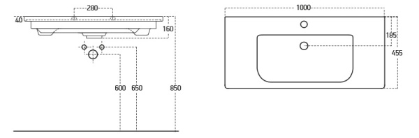 Мебельная раковина Sanovit Soft 100 см 13100-KL накладная белая