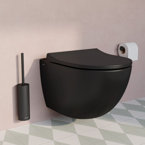 Безободковый подвесной унитаз VitrA Sento 7748B083-0101 матовый черный Безободковый подвесной унитаз VitrA Sento 7748B083-0101 матовый черный