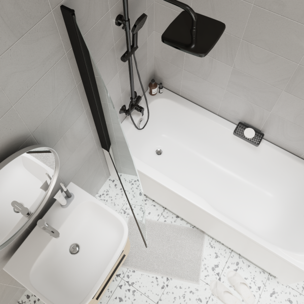 Штора для ванной стеклянная Parly F04B черный