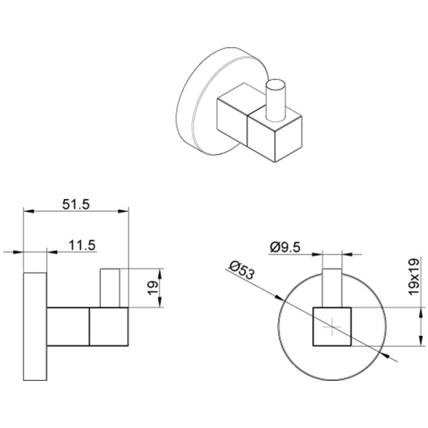 Крючок одинарный AZARIO NESSY хром AZ-73105A Крючок одинарный AZARIO NESSY хром AZ-73105A