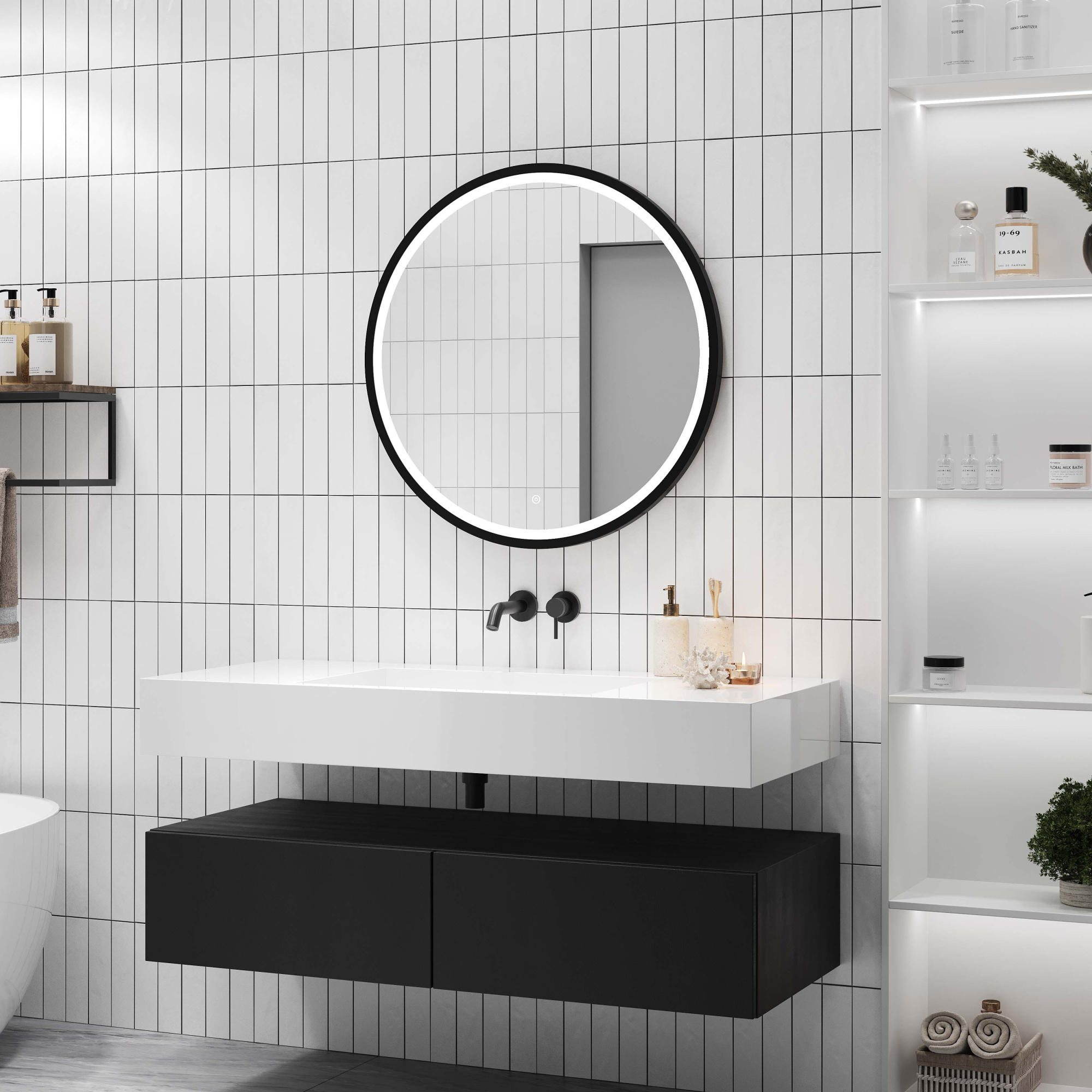 Зеркало Какса-А Luxe 60 см 005380 с подсветкой черное