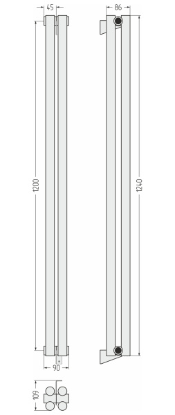 Радиатор отопления 90x1200 мм СУНЕРЖА Эстет 00-0302-1202 Хром Радиатор отопления 90x1200 мм СУНЕРЖА Эстет 00-0302-1202 Хром