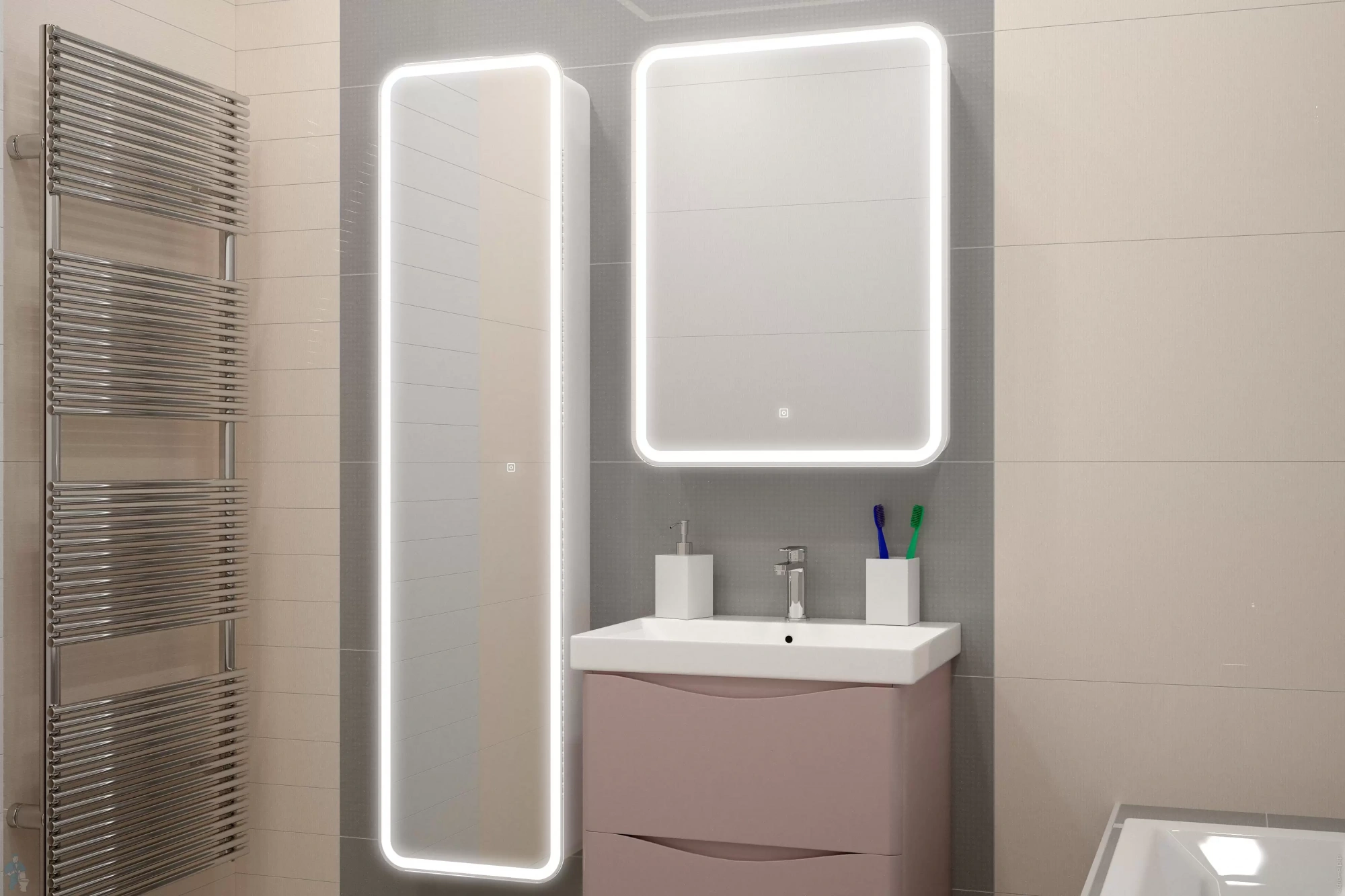 Зеркальный пенал с полочками и LED подсветкой Континент Lorenzo 40x160 Зеркальный пенал с полочками и LED подсветкой Континент Lorenzo 40x160