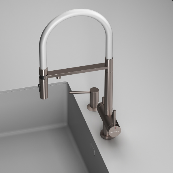 Смеситель для кухонной мойки Abelsberg Venta IXF73979BN титан брашированный