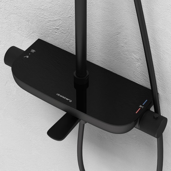 Душевой комплект Abelsberg Lineara с термостатом SNS52791MB вулканический черный матовый