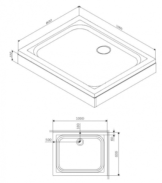 Душевой поддон 100x80 см AM.PM GEM W90T-404-100280W Душевой поддон 100x80 см AM.PM GEM W90T-404-100280W