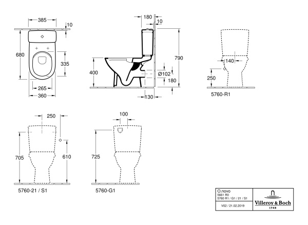 Бачок для унитаза Villeroy & Boch O.Novo 5760G1R1