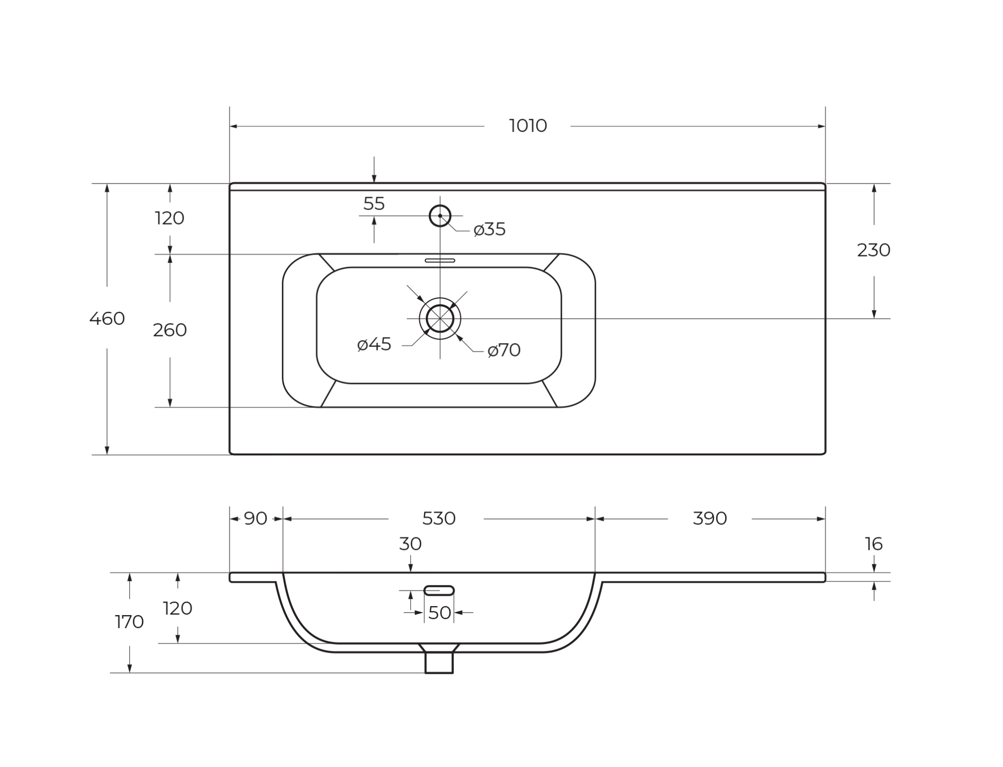 Мебельная раковина Cezares Duet 100 см L CZR-8095-100-L