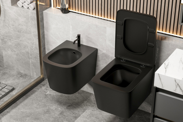 Биде Abber Rechteck AC1250MB подвесное черное матовое