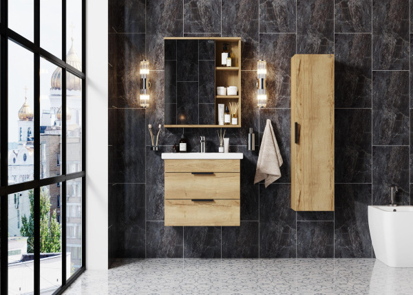 Шкаф зеркальный Onika Легран 50 см 205022 дуб галифакс