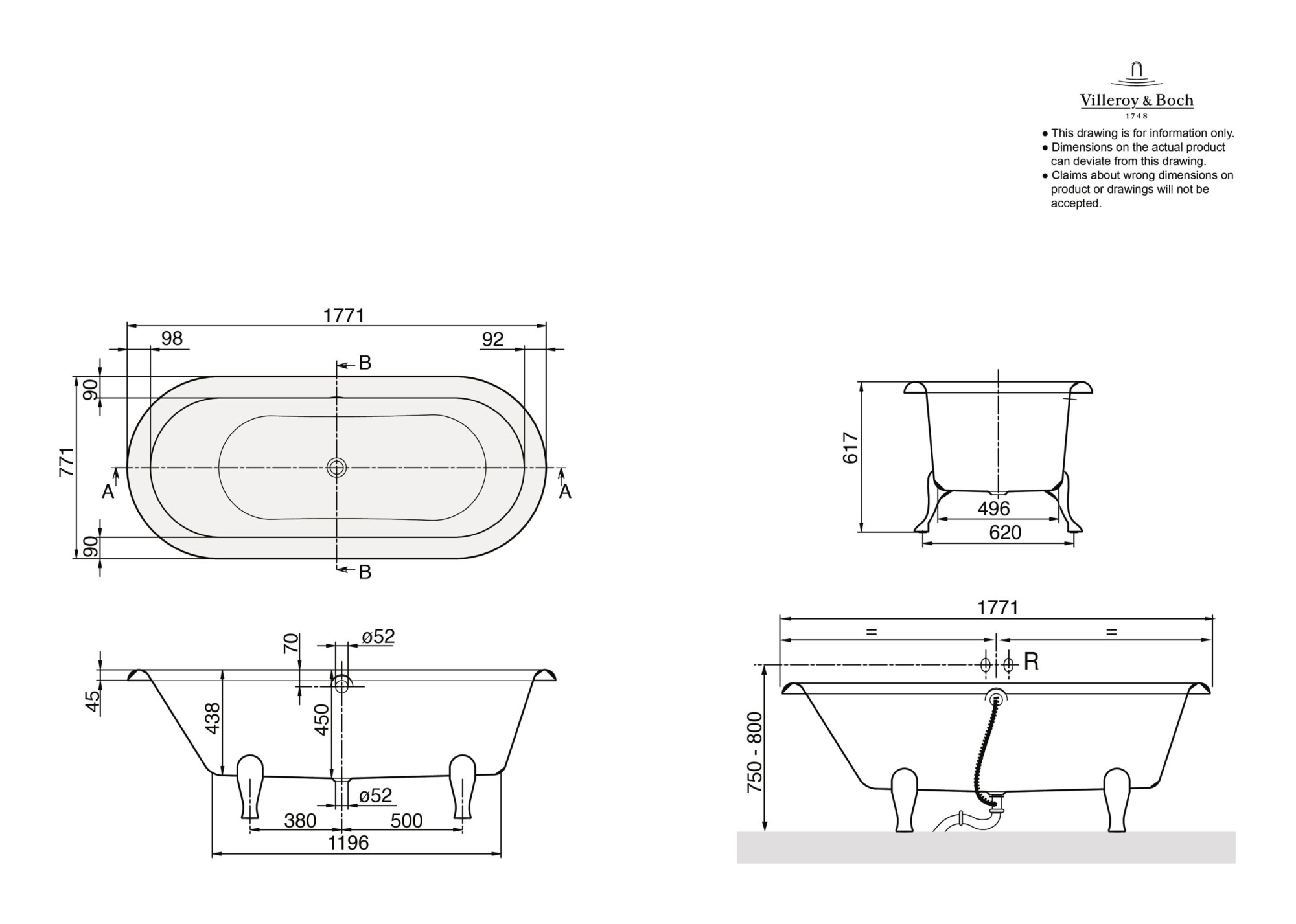Ванна квариловая Villeroy & Boch Hommage UBQ180HOM700V-01
