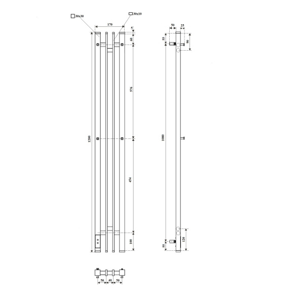 Полотенцесушитель электрический диммер слева 17x120 см Point Фрея PN20722GB графит Полотенцесушитель электрический диммер слева 17x120 см Point Фрея PN20722GB графит