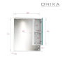 Шкаф зеркальный Onika Марви 60 см 206089 бирюзовый, белый с подсветкой