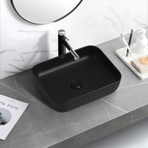 Раковина накладная Abber Rechteck 50 см AC2202MB черная матовая