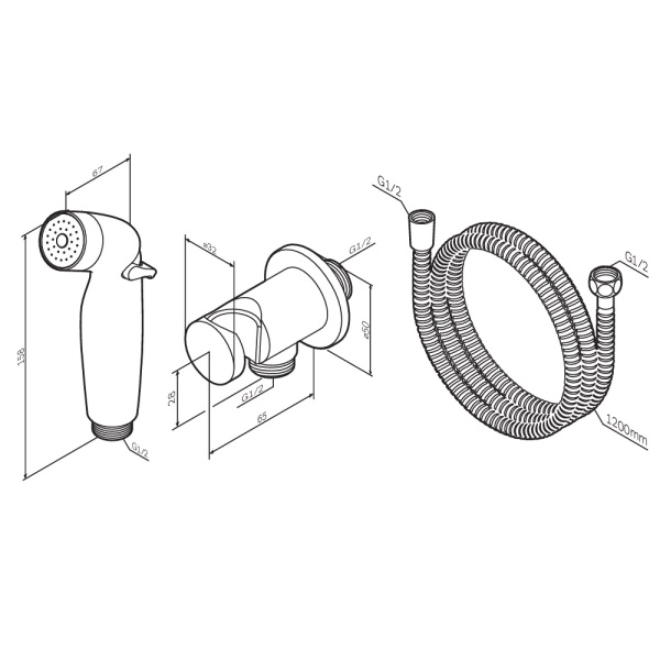 Лейка для гигиенического душа с держателем и шлангом AM.PM F0202100 хром глянцевая