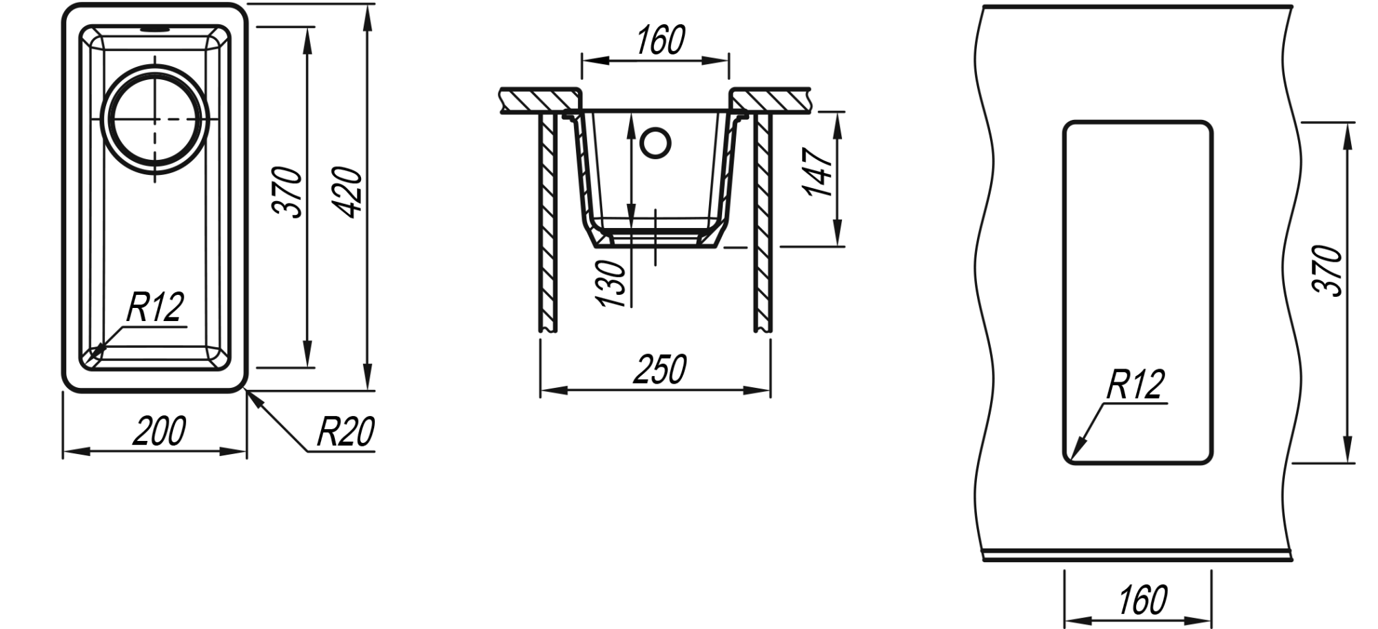 Кухонная мойка подстольная 22x44 Florentina 24.050.00160.302 Антрацит Кухонная мойка подстольная 22x44 Florentina 24.050.00160.302 Антрацит
