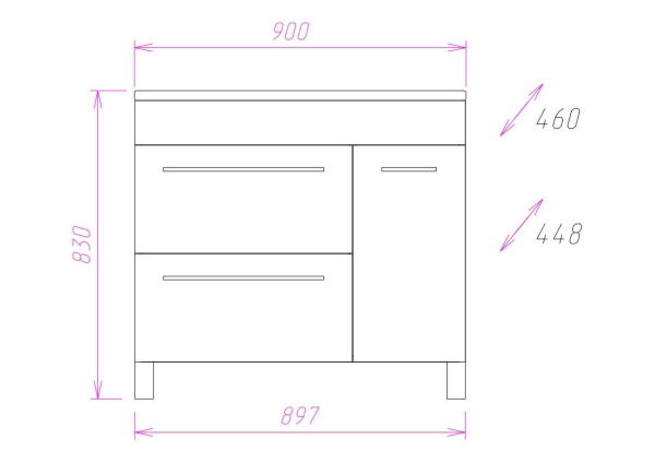 Тумба под раковину Onika Олимп 90 см 109015 белый