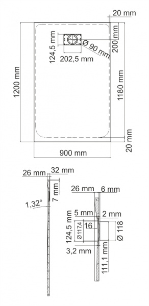 Душевой поддон WasserKRAFT Main 41T07 Душевой поддон WasserKRAFT Main 41T07