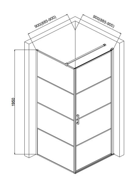 Душевой уголок 195х90 см AQUAme AQM5215-RH-9 черный прозрачный Душевой уголок 195х90 см AQUAme AQM5215-RH-9 черный прозрачный