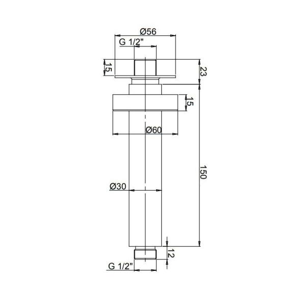 Потолочный крепеж для душа   PAINI  50PZ744T615BI черный матовый Потолочный крепеж для душа   PAINI  50PZ744T615BI черный матовый