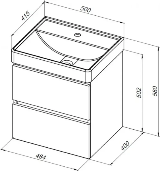 Тумба с раковиной Aquanet Вега 50 см 00308337 подвесная белая